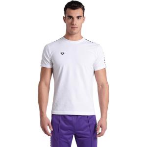 Arena Mens Arena Men’s Team T-Shirt 100% Cotton Slim Fit Short Sleeve Casual Athletic Wear(White/White/Black)