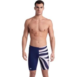 Arena Mens Arena Performance Men’s Multi Stripes Swim Jammer(Navy/White Multi)