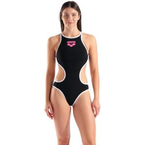 Arena One Big Logo Women’s Swimsuit Tech One Back One Piece Construction MaxLife Training Suit(Black/White)