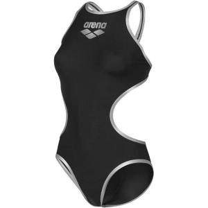 Arena One Big Logo Women’s Swimsuit Tech One Back One Piece Construction MaxLife Training Suit(Black-silver_r)