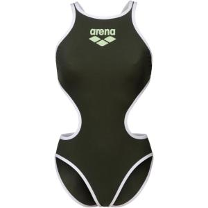 Arena One Big Logo Women’s Swimsuit Tech One Back One Piece Construction MaxLife Training Suit(Dark Sage/White)