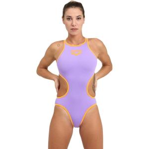 Arena One Big Logo Women’s Swimsuit Tech One Back One Piece Construction MaxLife Training Suit(Lavanda/Fluo Orange)