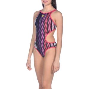 Arena One Big Logo Women’s Swimsuit Tech One Back One Piece Construction MaxLife Training Suit(Logo Stripe)