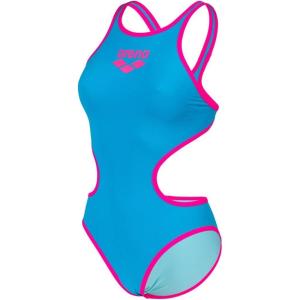 Arena One Big Logo Women’s Swimsuit Tech One Back One Piece Construction MaxLife Training Suit(Turquoise-neon Pink)