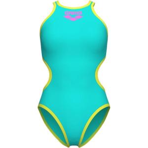 Arena One Big Logo Women’s Swimsuit Tech One Back One Piece Construction MaxLife Training Suit(Water/Soft Green)