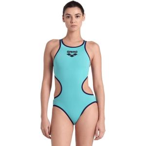 Arena One Big Logo Women’s Swimsuit Tech One Back One Piece Construction MaxLife Training Suit(Water-navy)