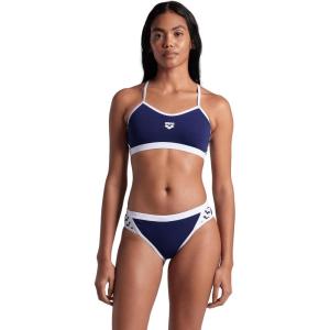 Arena Performance Icons Solid Women’s Two-Piece Swimsuit Cross Back MaxLife Bikini Pool Training Suit(Navy/White)