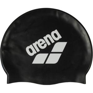 Arena Unisex Big Logo Silicone Swim Cap Women and Men Fitness Swimmers Intensive Training Durable Soft Elastic Bathing Cap(Black/White)
