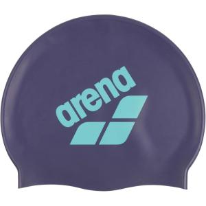 Arena Unisex Big Logo Silicone Swim Cap Women and Men Fitness Swimmers Intensive Training Durable Soft Elastic Bathing Cap(Future Dusk/Water)