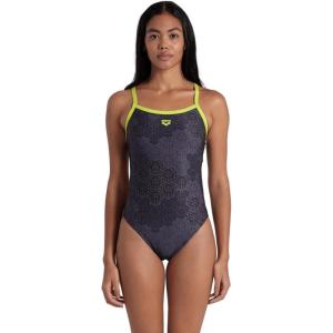 Arena Womens Arena Performance Women’s Camo Kikko Challenge Back Swimsuit(Soft Green/Black Multi)