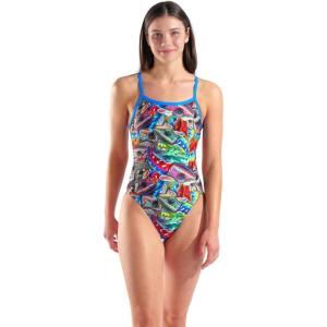 Arena Womens Arena Performance Women’s Iguanas Challenge Back Swimsuit Sports Bathing Suit(Multicolor/Blue River)