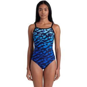 Arena Womens Arena Performance Women’s Surfs Up Light Drop Back Swimsuit(Black/Black Multi)
