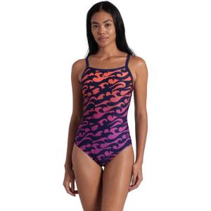 Arena Womens Arena Performance Women’s Surfs Up Light Drop Back Swimsuit(Navy/Navy Multi)