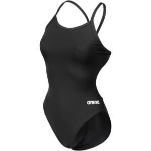 Arena Womens Solid Team Swimsuit Challenge Back MaxLife Open Back Bathing Suit Athletic Swimwear(Black/White)