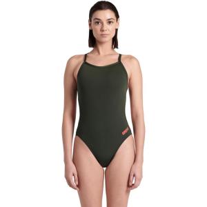Arena Womens Solid Team Swimsuit Challenge Back MaxLife Open Back Bathing Suit Athletic Swimwear(Dark Sage)