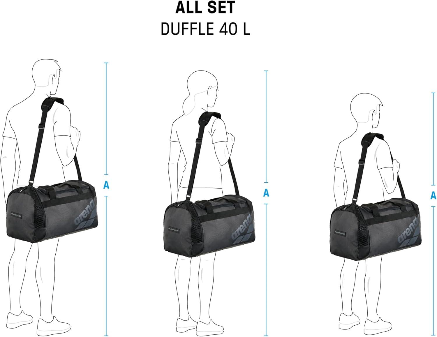 imageARENA Unisex Arena All Set Duffle Bag Cabin Size Compact Team Luggage Travel Tote 40 LitersBlack