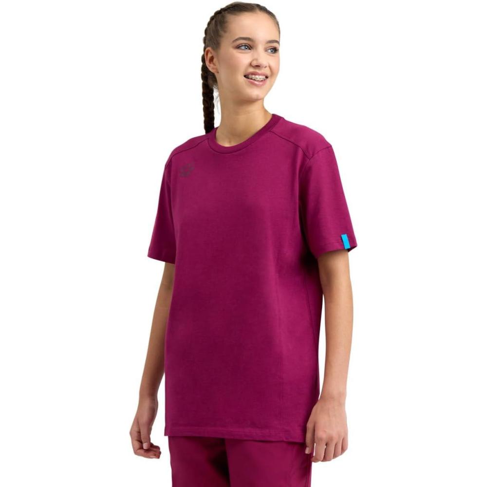 imageARENA Team Unisex Panel Cotton TShirt Short Sleeve Crew Neck Regular Fit Workout Top Mens and Womens Active TeeRed Fandango