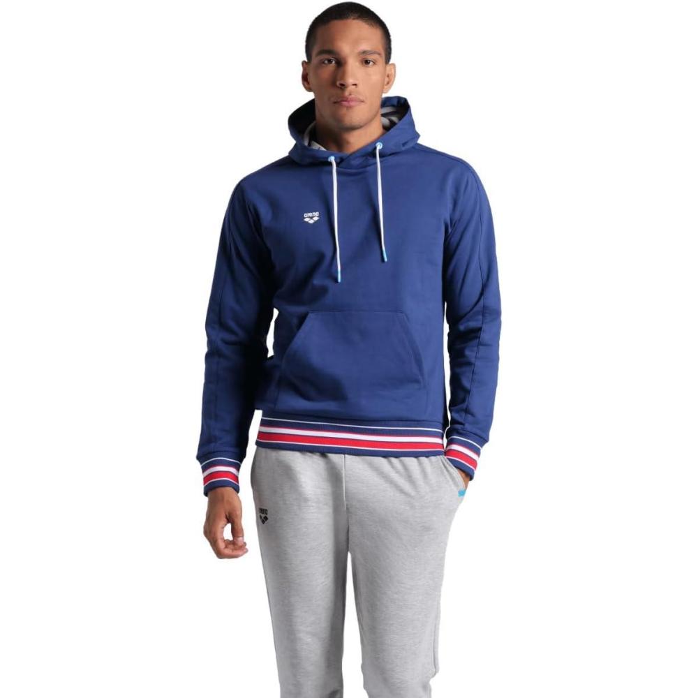 imageARENA Unisex Adults Hoodie Sweatshirt Cotton Fleece Regular Fit Pullover TopNavy Flag