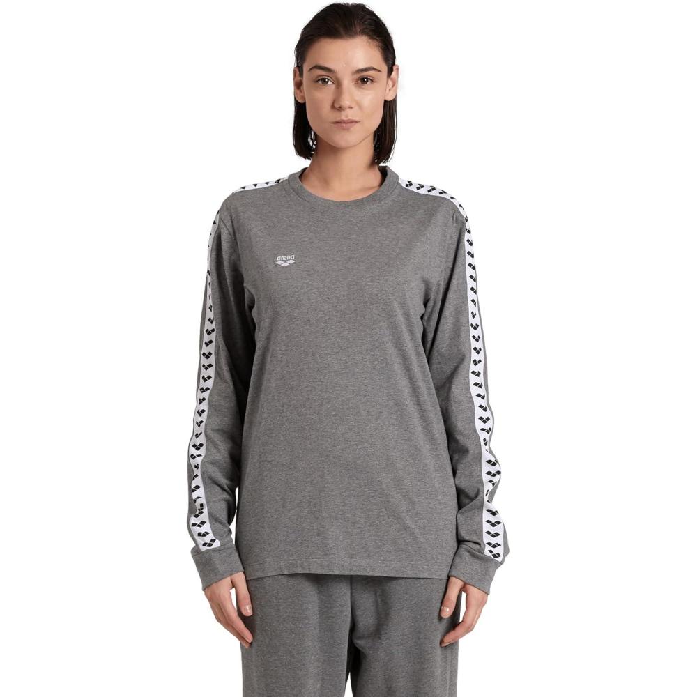 imageARENA Unisex Adults Icons Long Sleeve Shirt Soft Cotton Regular Fit SweatshirtDark Gray MelangeWhiteBlack