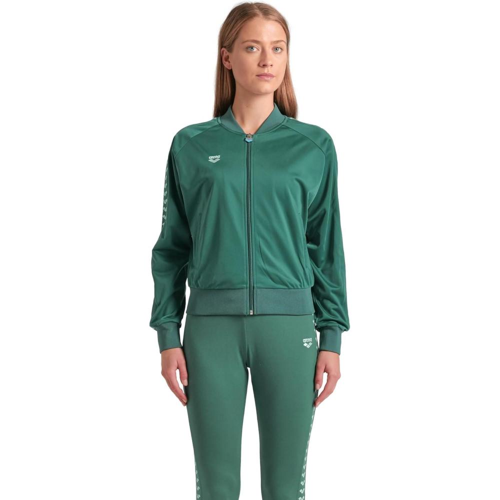 imageARENA Womens Icons Relax Iv Team Jacket FullZip Regular Fit Side Pockets RetroMangroveMangroveLight Green