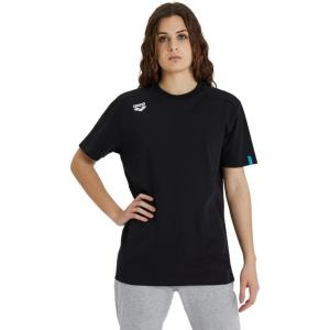 ARENA Team Unisex Panel Cotton T-Shirt Short Sleeve Crew Neck Regular Fit Workout Top Men’s and Women’s Active Tee(Black)