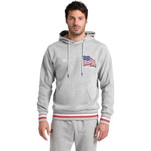 ARENA Unisex Adults Hoodie Sweatshirt Cotton Fleece Regular Fit Pullover Top(Medium Gray Heather/Flag)