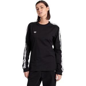 ARENA Unisex Adults Icons Long Sleeve Shirt Soft Cotton Regular Fit Sweatshirt(Black/White/Black)