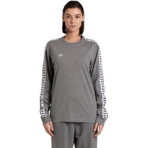 ARENA Unisex Adults Icons Long Sleeve Shirt Soft Cotton Regular Fit Sweatshirt(Dark Gray Melange/White/Black)