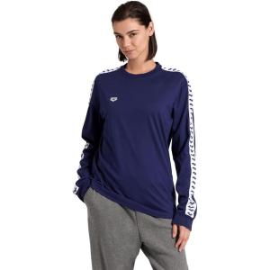 ARENA Unisex Adults Icons Long Sleeve Shirt Soft Cotton Regular Fit Sweatshirt(Navy/White/Navy)