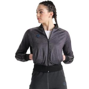 ARENA Women’s Icons Relax Iv Team Jacket Full-Zip Regular Fit Side Pockets Retro(Smoke Grey Heather-black-smoke)