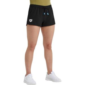 ARENA Women’s Team Solid 100% Polyester Athletic Shorts with Side Pockets and Drawstring(Black)