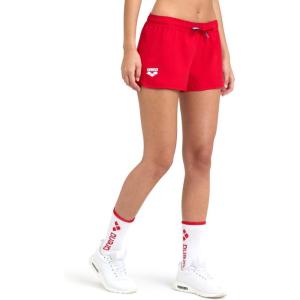 ARENA Women’s Team Solid 100% Polyester Athletic Shorts with Side Pockets and Drawstring(Red)