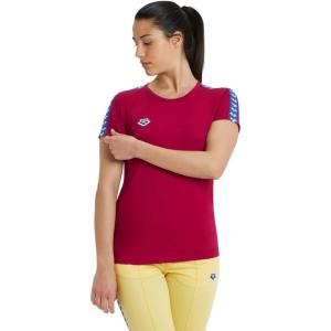 ARENA Women’s Team T-Shirt(Burgundy/Neon Blue/Butter)