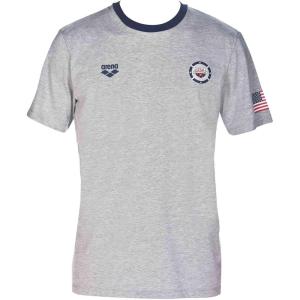Arena Standard Official USA Swimming National Team Unisex T-Shirt, Medium Grey Melange-Navy, S(Medium Grey Melange – Navy)