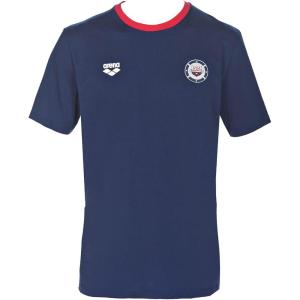 Arena Standard Official USA Swimming National Team Unisex T-Shirt, Medium Grey Melange-Navy, S(Navy – Red)