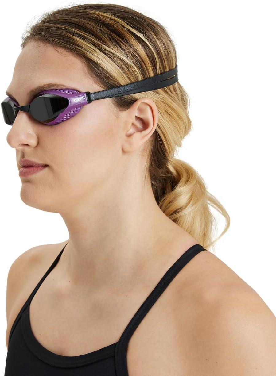 imageARENA Unisex Adult AirSpeed AntiFog Racing Swim Goggles for Men and Women Air Seals Technology for Superior ComfortDark SmokePurple
