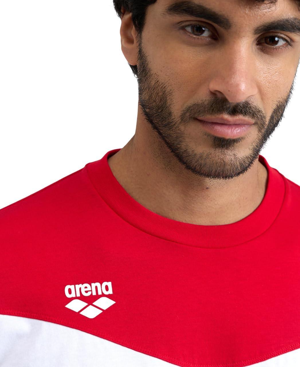 imageARENA UnisexAdult Unisex Color Block Print Cotton TShirtRedwhitenavy