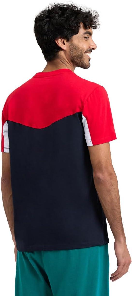 imageARENA UnisexAdult Unisex Color Block Print Cotton TShirtRedwhitenavy