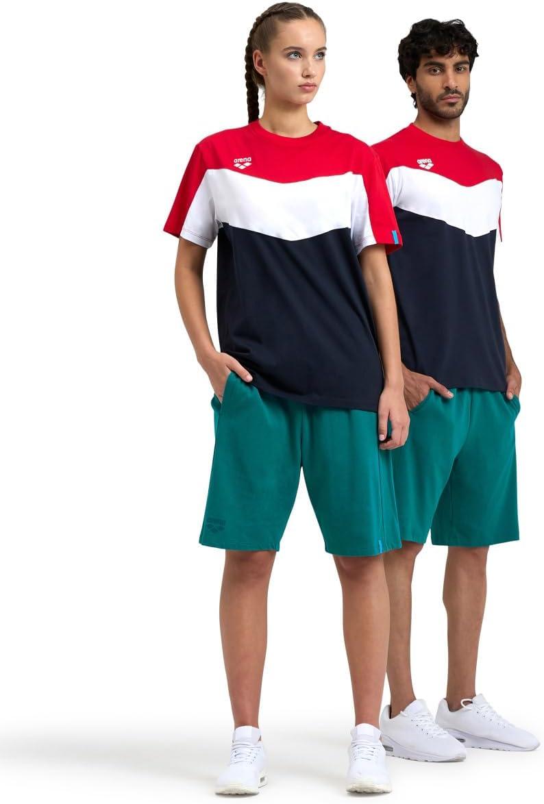 imageARENA UnisexAdult Unisex Color Block Print Cotton TShirtRedwhitenavy