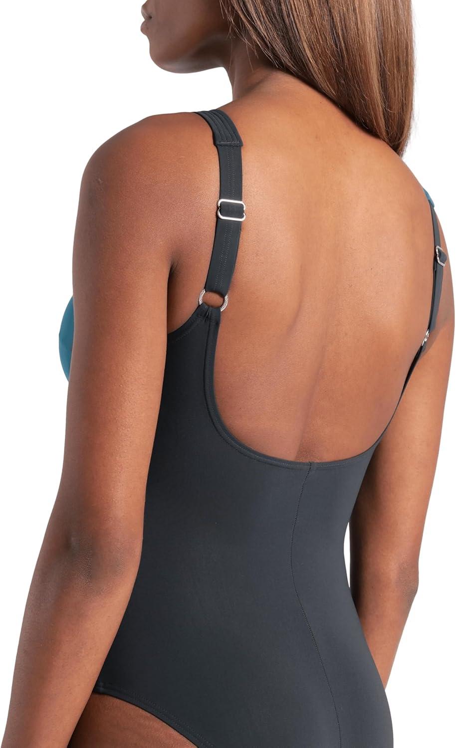 imageARENA Womens Shapewear Liliana BCup Swimsuit Tummy Control Ladies Bathing SuitNight GrayGreen Blue