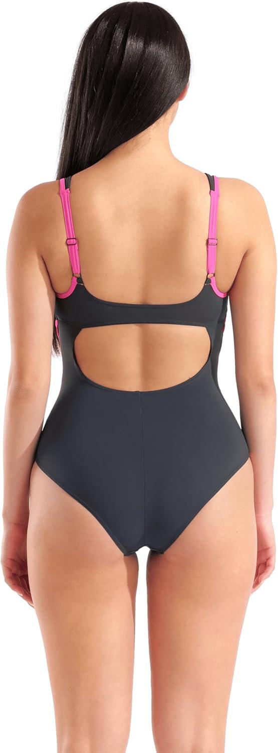 imageARENA Womens Shapewear Makimurax R CCup Ladies Tummy Control Shaping SwimsuitNight GrayFairy Rose