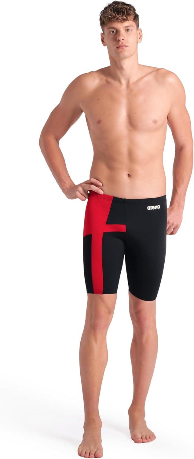 imageArena Mens Arena Performance Mens Diamond Swim Jammer Athletic Swimwear Professional SwimsuitBlackRed