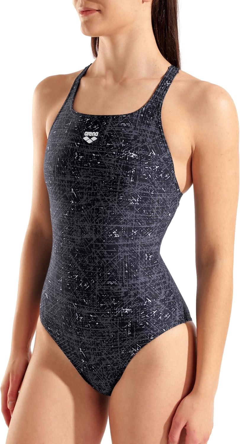 imageArena Womens Arena Performance Womens Ribbed Swim Pro Back Swimsuit Ladies Sports Bathing SuitBlack Multi