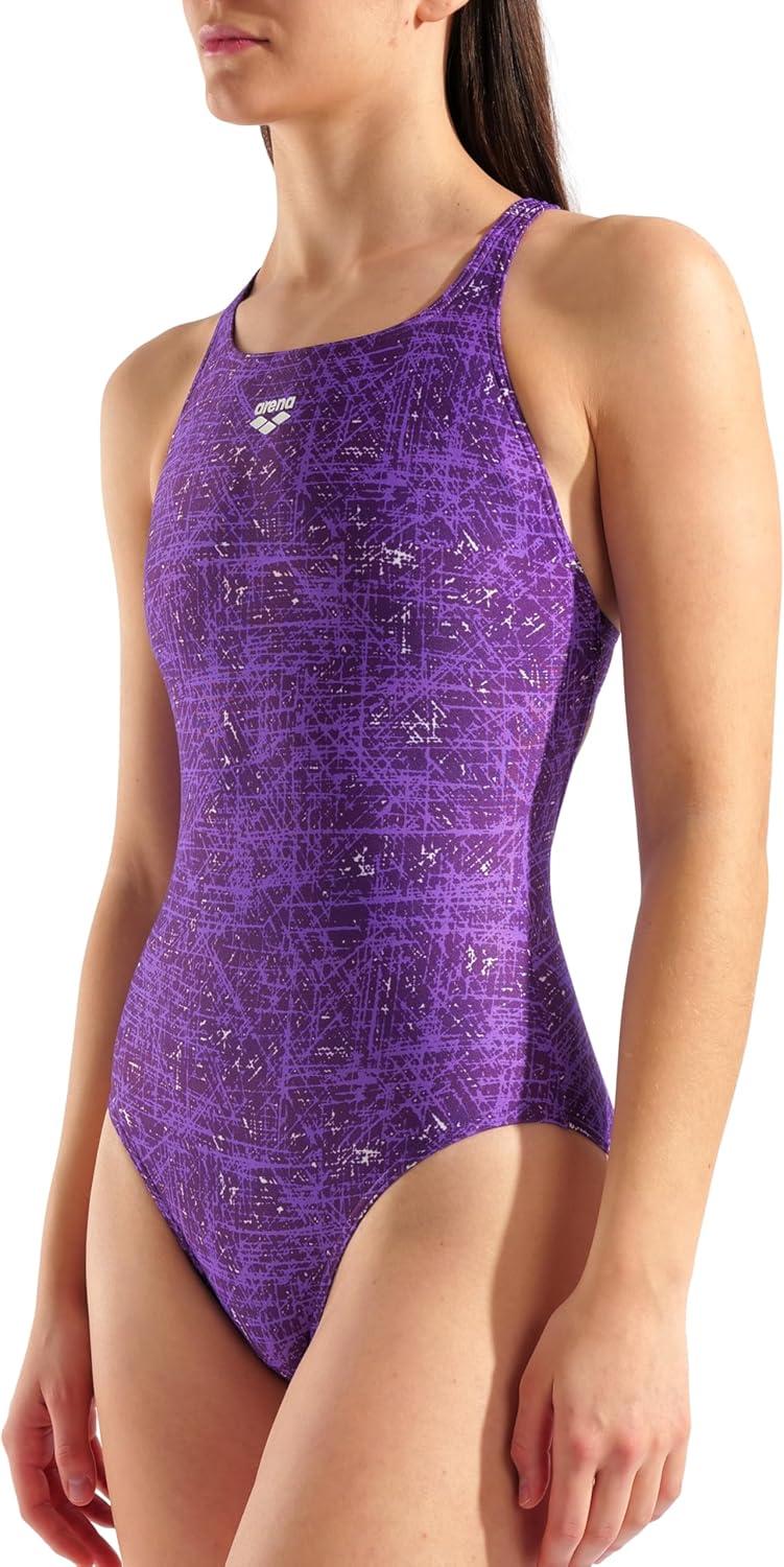 imageArena Womens Arena Performance Womens Ribbed Swim Pro Back Swimsuit Ladies Sports Bathing SuitPlum Multi