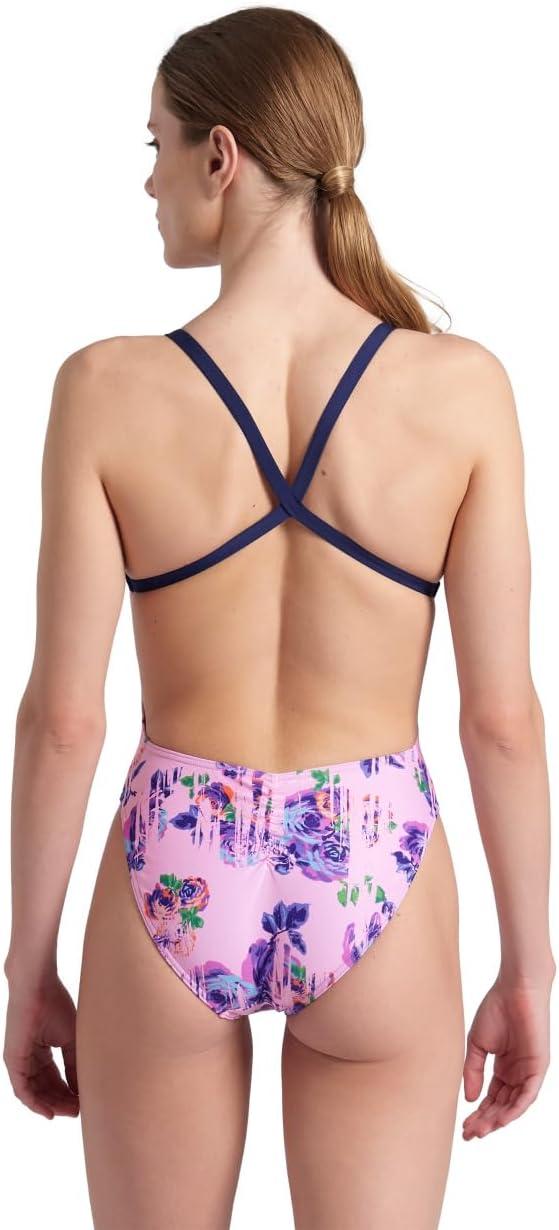 imageArena Womens Arena Performance Womens Rose Texture X Cross Back SwimsuitMulti PinkNavy