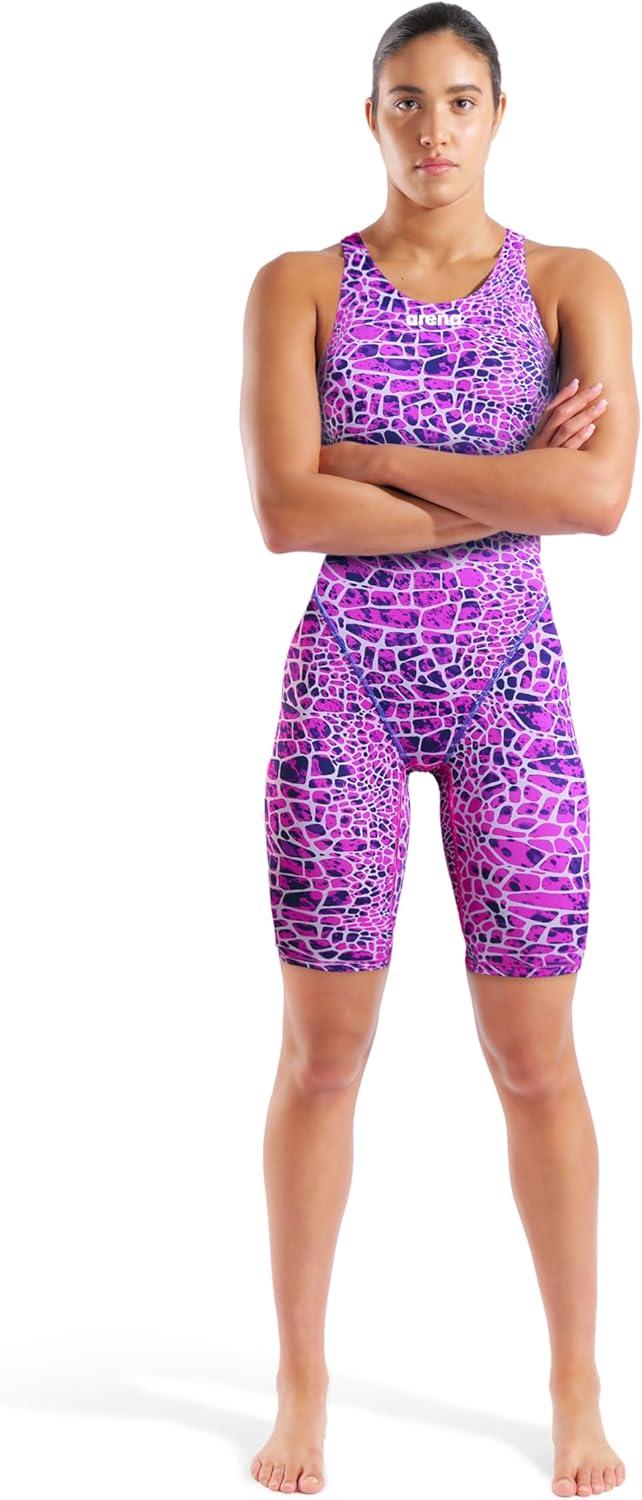 imageArena Womens Racing Suit Powerskin St Next Open Back Competition Swimsuit Athletic Tech SuitSnakeskin Pink