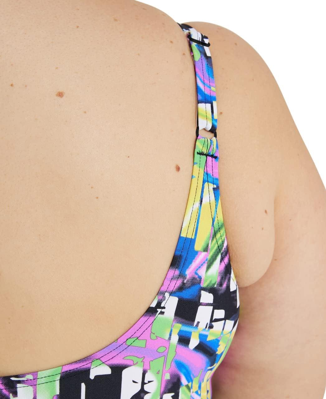 imagearena Bodylift Womens Spikes Bra Plus Size One Piece Swimsuit Swim Pro Back UV Protection Tummy Control Ladies Bathing SuitBlackmulti