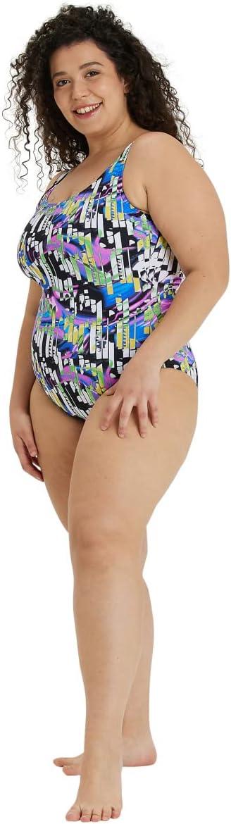 imagearena Bodylift Womens Spikes Bra Plus Size One Piece Swimsuit Swim Pro Back UV Protection Tummy Control Ladies Bathing SuitBlackmulti