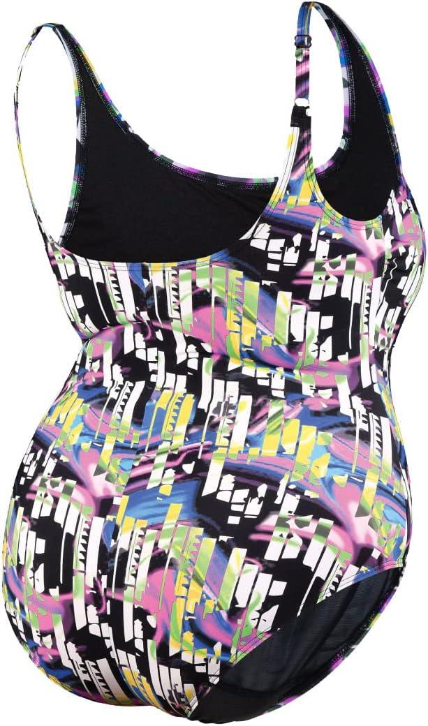 imagearena Bodylift Womens Spikes Bra Plus Size One Piece Swimsuit Swim Pro Back UV Protection Tummy Control Ladies Bathing SuitBlackmulti