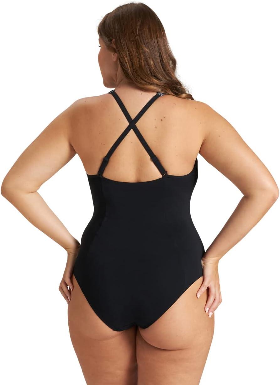 imagearena Bodylift Womens Spikes Bra Plus Size One Piece Swimsuit Swim Pro Back UV Protection Tummy Control Ladies Bathing SuitBlackwhite